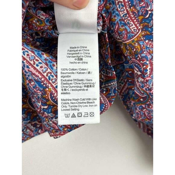 NWT J Crew Liberty Women's XXL Puff Sleeve Smocked Top Paisley Boho Blouse - Picture 10 of 15